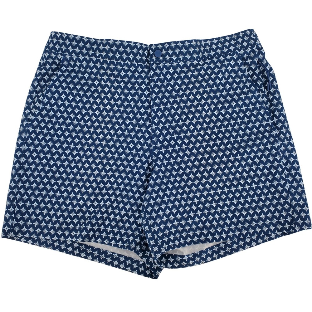 VRST Mens Large Relaxed Fit Resort Short 6in Print Deep Denim Blue Quick Dry New